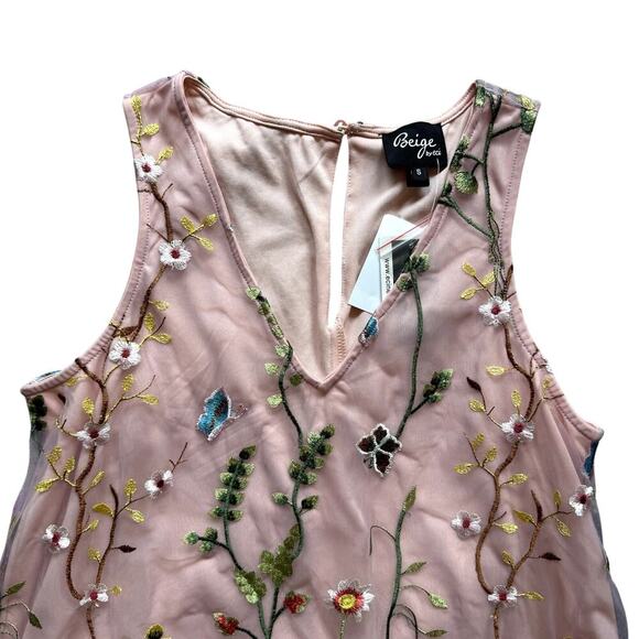 NWT Pink Shift Dress with Floral Overlay Women's Size Small - Picture 5 of 5